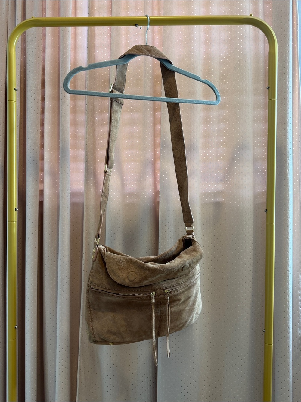 Elizabeth and James Taupe Suede Shoulder Bag